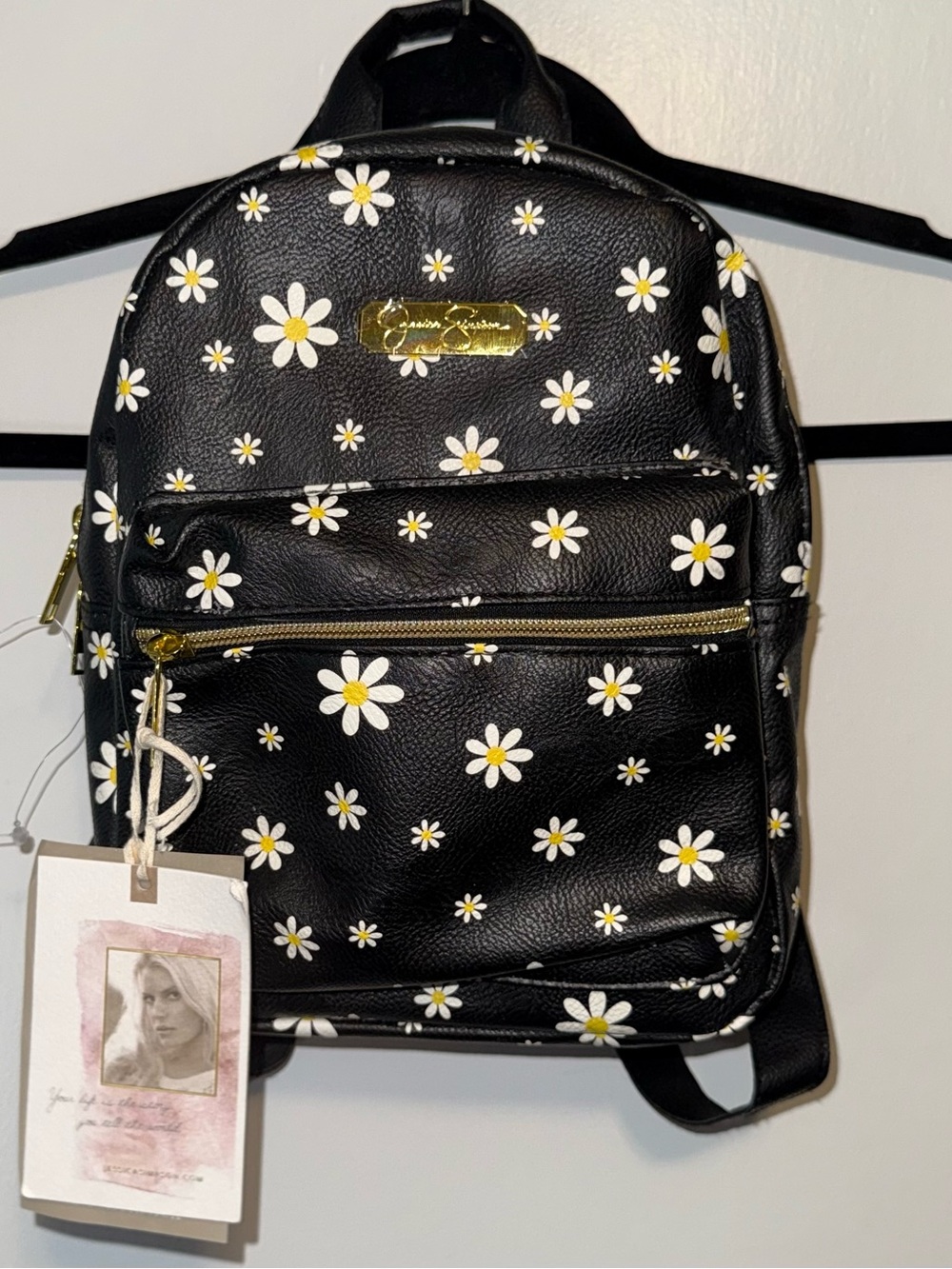 Jessica Simpson Black Daisy Mini Backpack